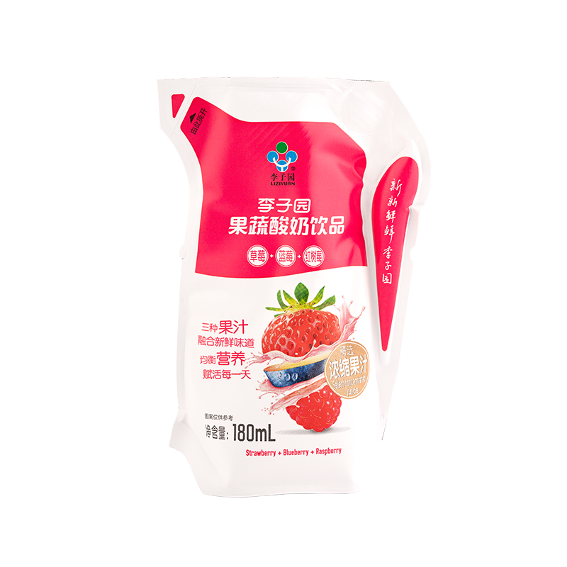果蔬酸奶饮品，单袋净含量180ml